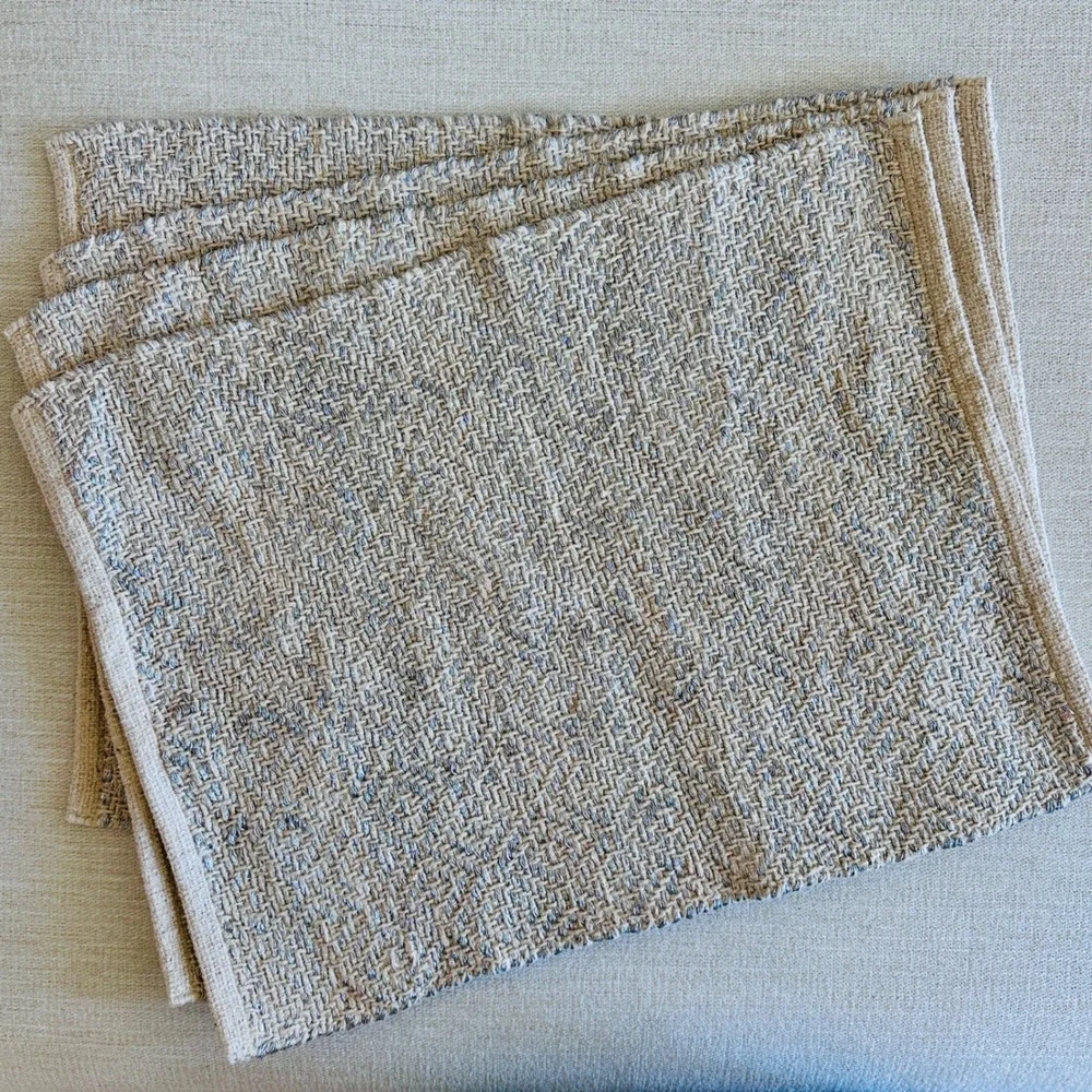 West Elm Metallic Woven Placemats Set of 4 Beige Silver 14x19